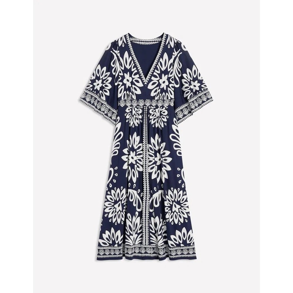 Boden Maya Kimono Maxi Dress Navy White Floral Size 6 Regular New With Tags